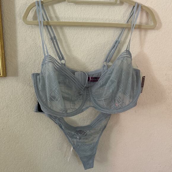 Adore Me Stacie Unlined Baby Blue Matching Set NWT 40DDD - Picture 2 of 7